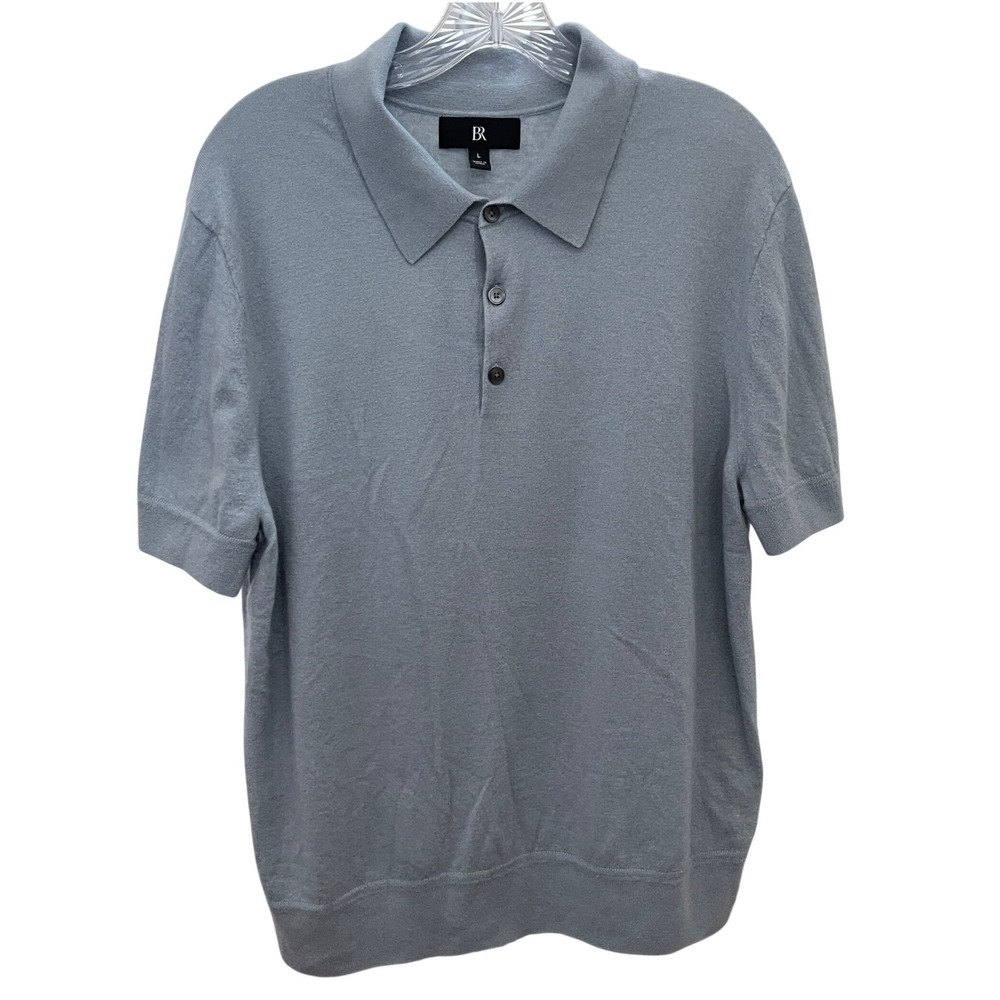 Banana Republic Stokke Cashmere-Silk Polo Sweater Mens Large Light Blue Luxury